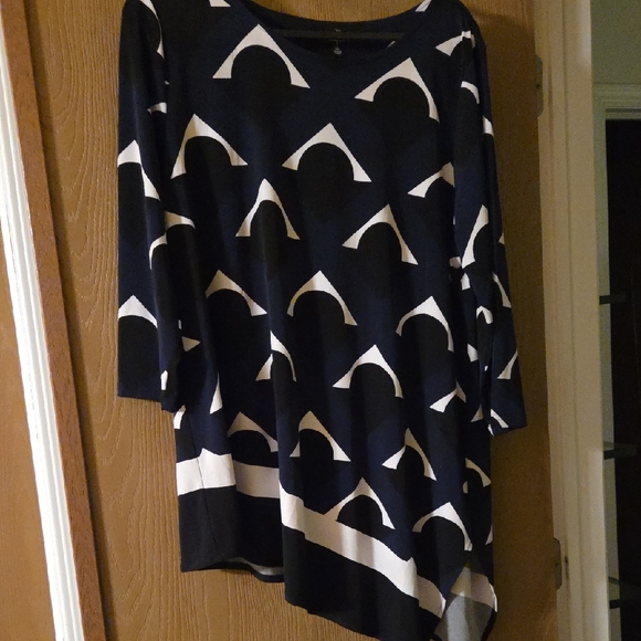 Alfani Geometric Navy Blue, Black & White Tunic Top...size Xxl - Picture 1 of 7